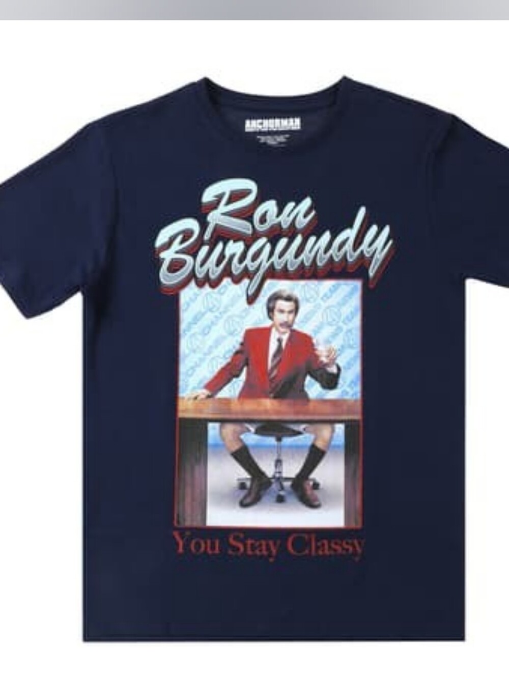 Anchorman Ron Burgundy You Stay Classy Graphic T-Shirt Size L Navy Licensed 2024